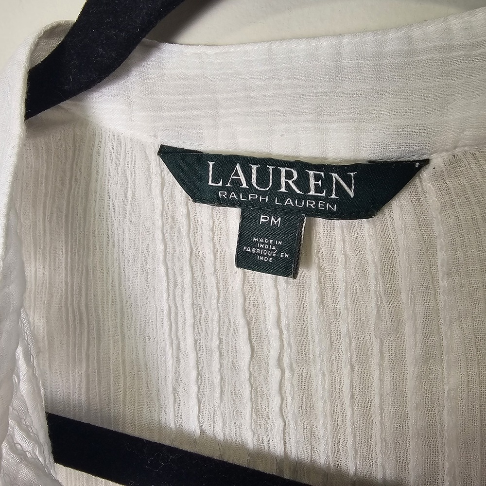 Lauren Ralph Laure M Petite White Tank Top Cotton Gauze Embroidered Boho Neutral - Picture 3 of 9
